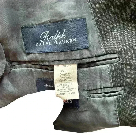 Lauren Ralph Lauren Blazer Mens 40L Gray Wool Tweed Sport Jacket Single Breast - Picture 8 of 9